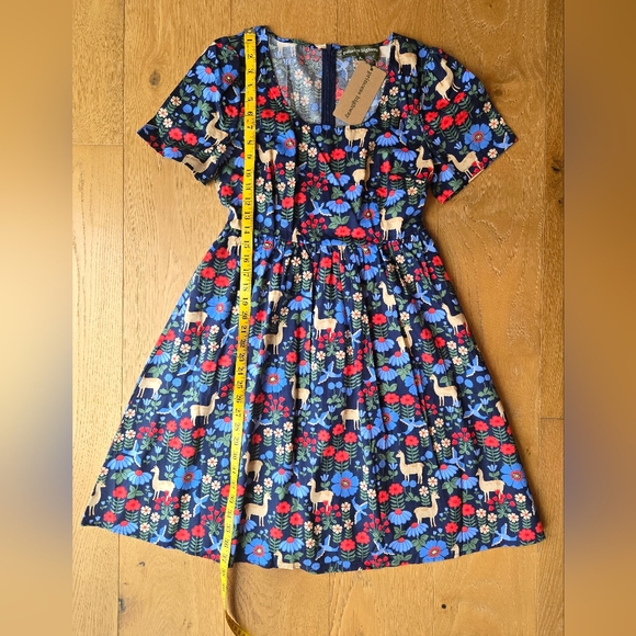 NWT Princess Highway Llama Print Navy Short Sleeve Dress Size 10 AU / 6 US - Picture 13 of 14